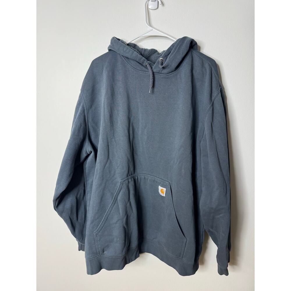 Carhartt Relaxed Fit Mens Hoodie Sweatshirt Casual Blue Orange Sz: 2XL